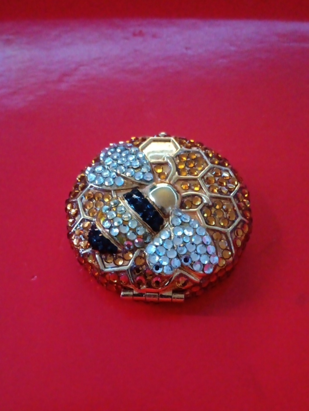 Gold Bee Compact with Crystal Accents
